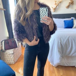 Purple faux fur jacket